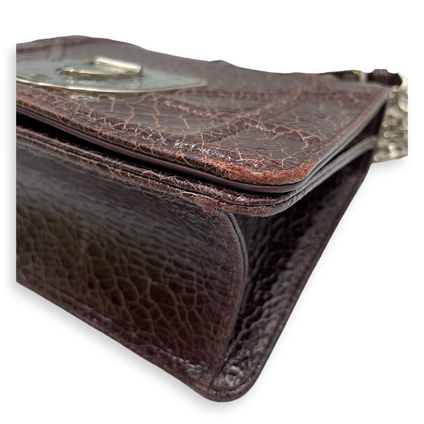 Ceramic Effect Leather Diorma Club Burgundy Crossbody Bag in Calfskin, Silver hardware
