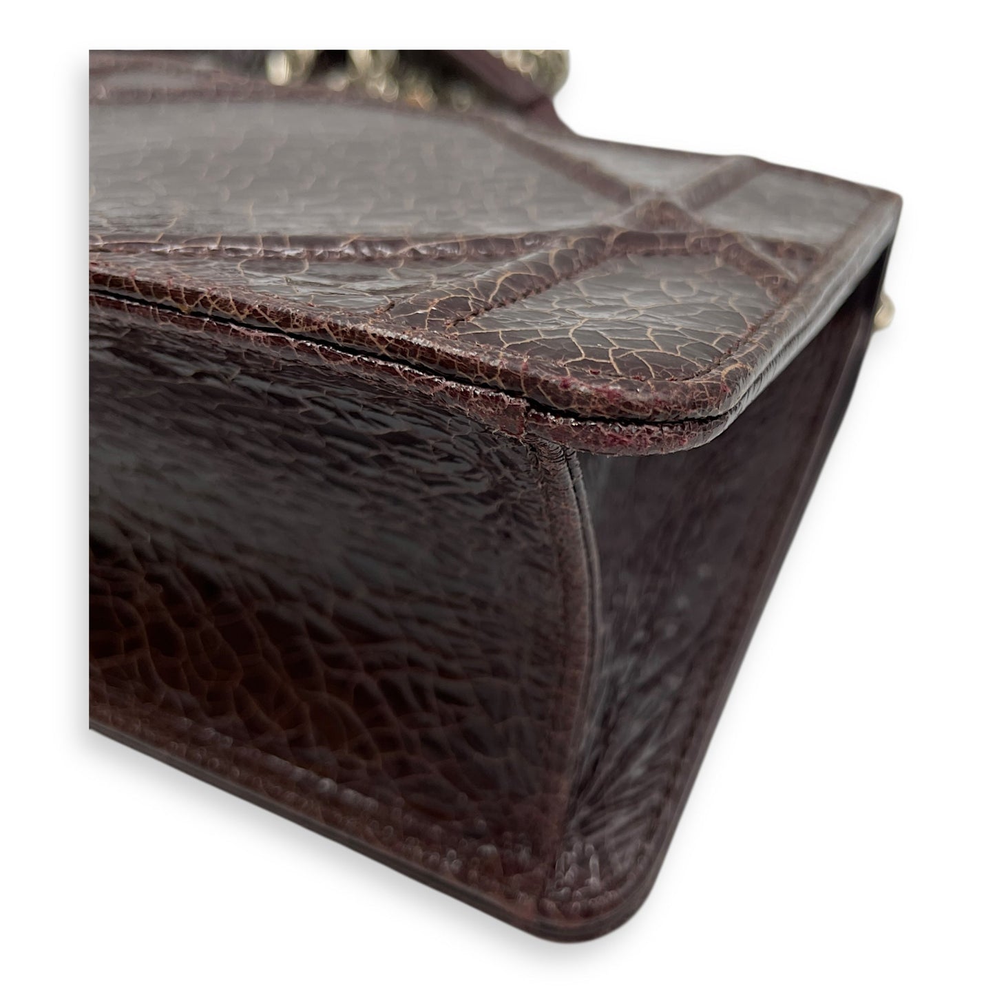 Ceramic Effect Leather Diorma Club Burgundy Crossbody Bag in Calfskin, Silver hardware