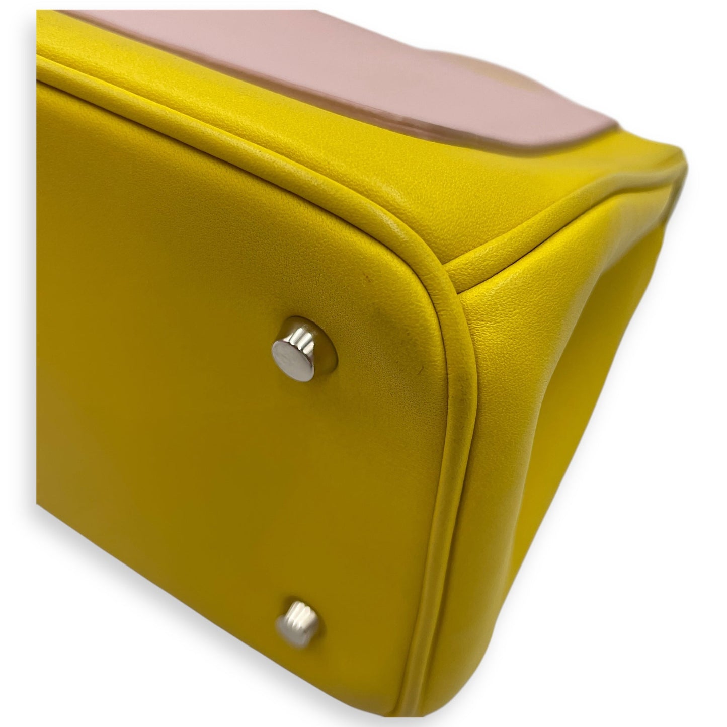 Le Dior Flap Mini Yellow/Pink Crossbody Bag in Calfskin, Silver hardware