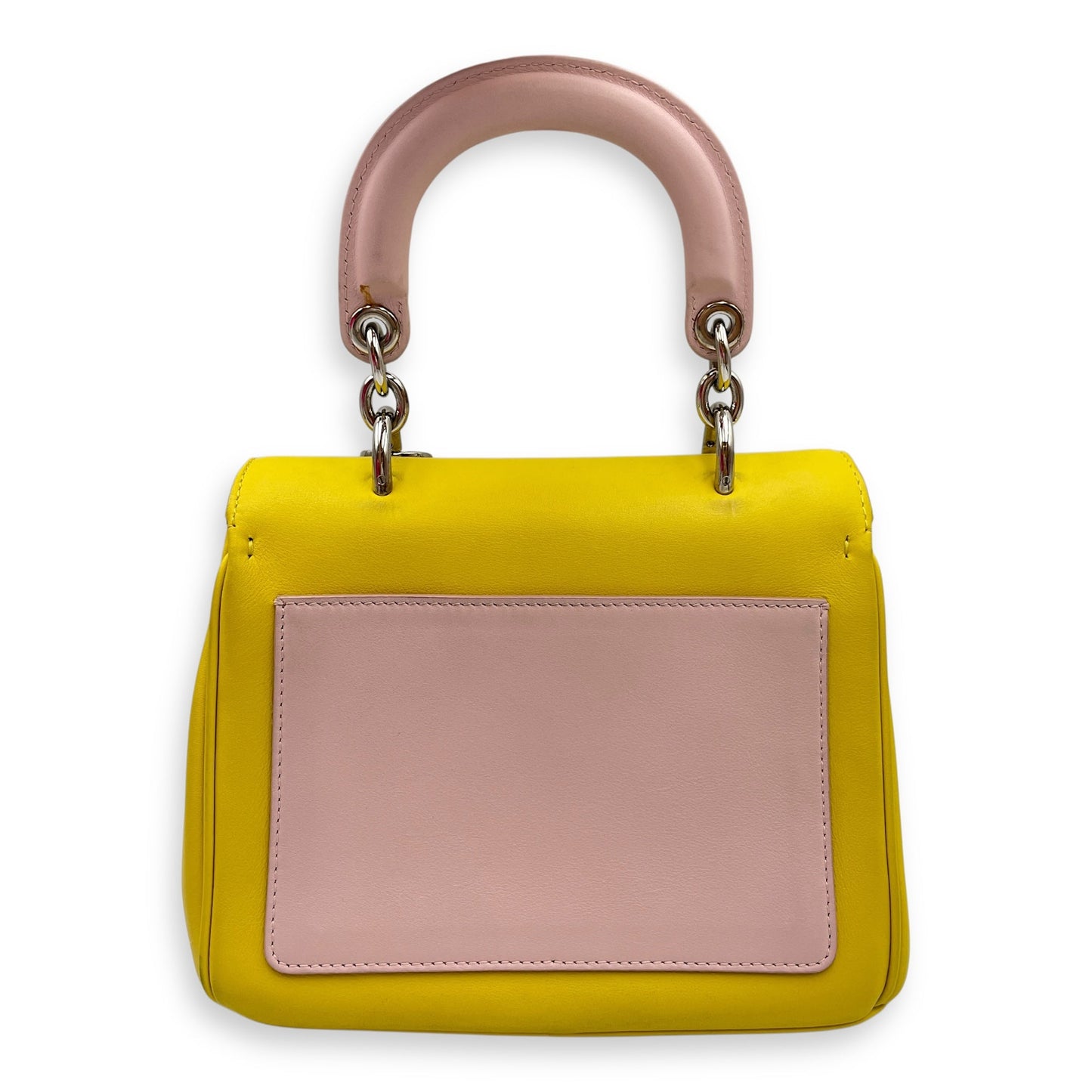 Le Dior Flap Mini Yellow/Pink Crossbody Bag in Calfskin, Silver hardware
