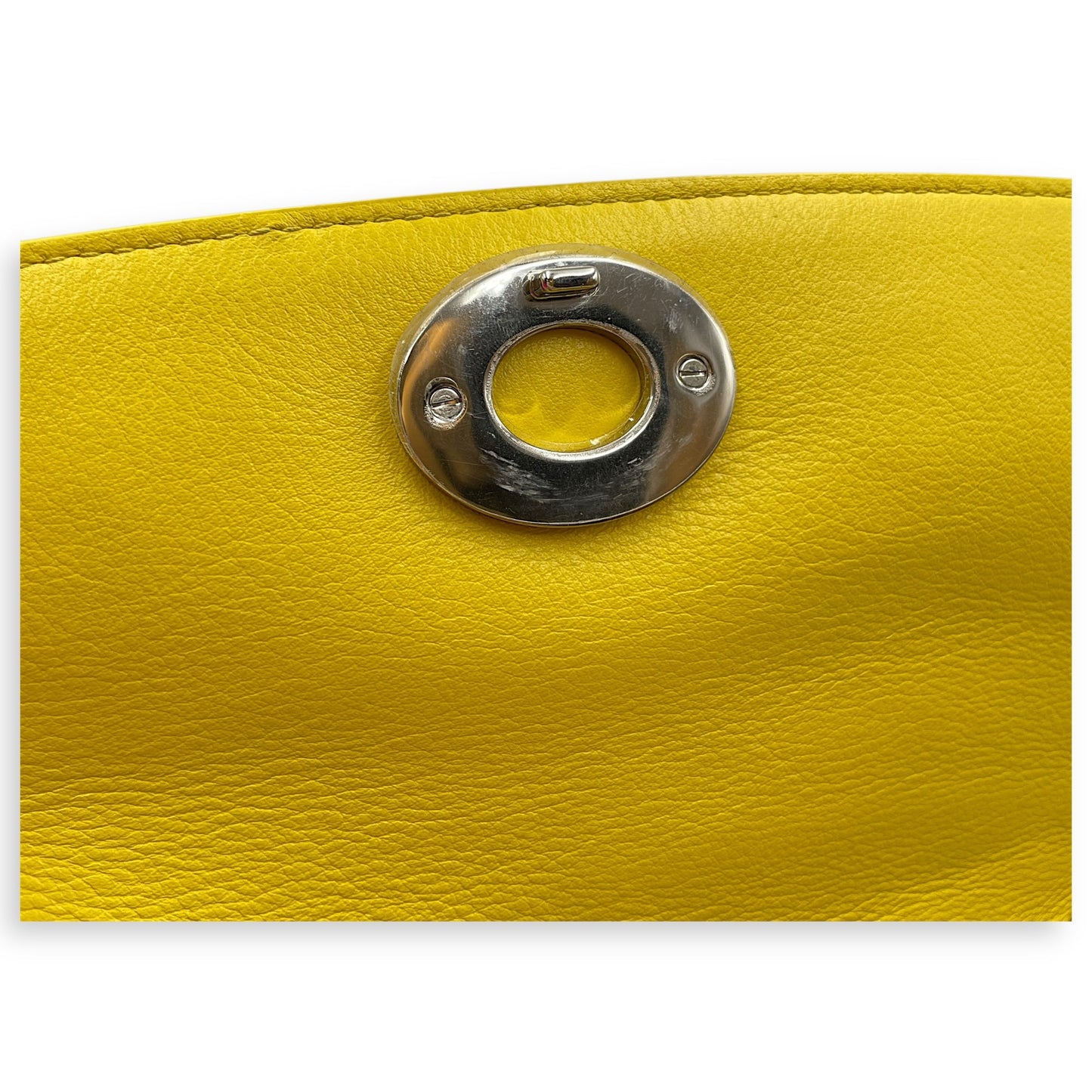 Le Dior Flap Mini Yellow/Pink Crossbody Bag in Calfskin, Silver hardware