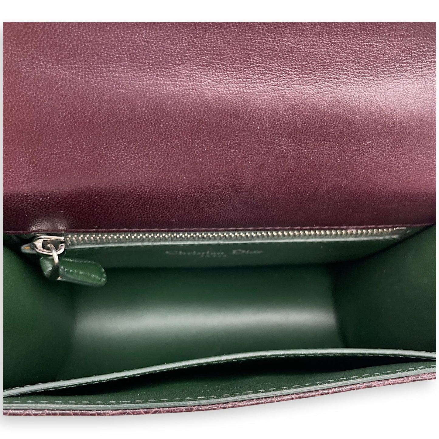 Ceramic Effect Leather Diorma Club Burgundy Crossbody Bag in Calfskin, Silver hardware