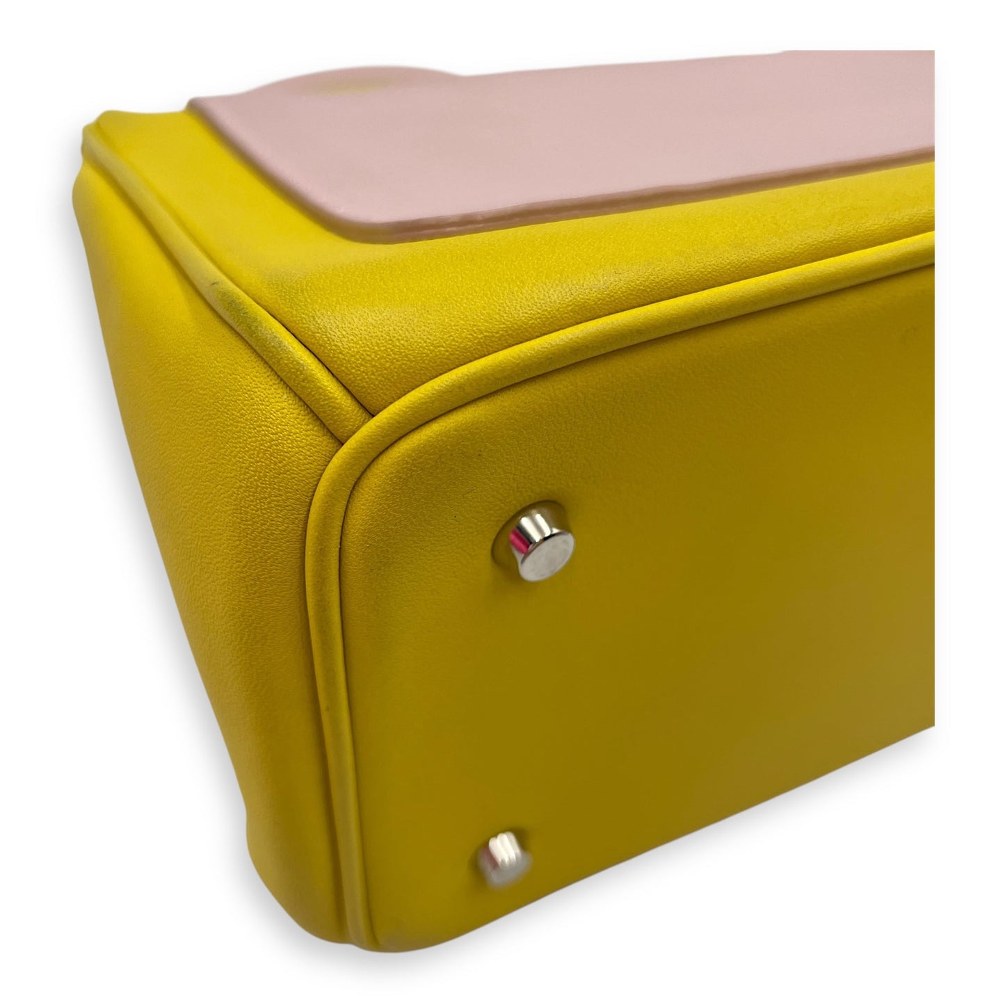 Le Dior Flap Mini Yellow/Pink Crossbody Bag in Calfskin, Silver hardware