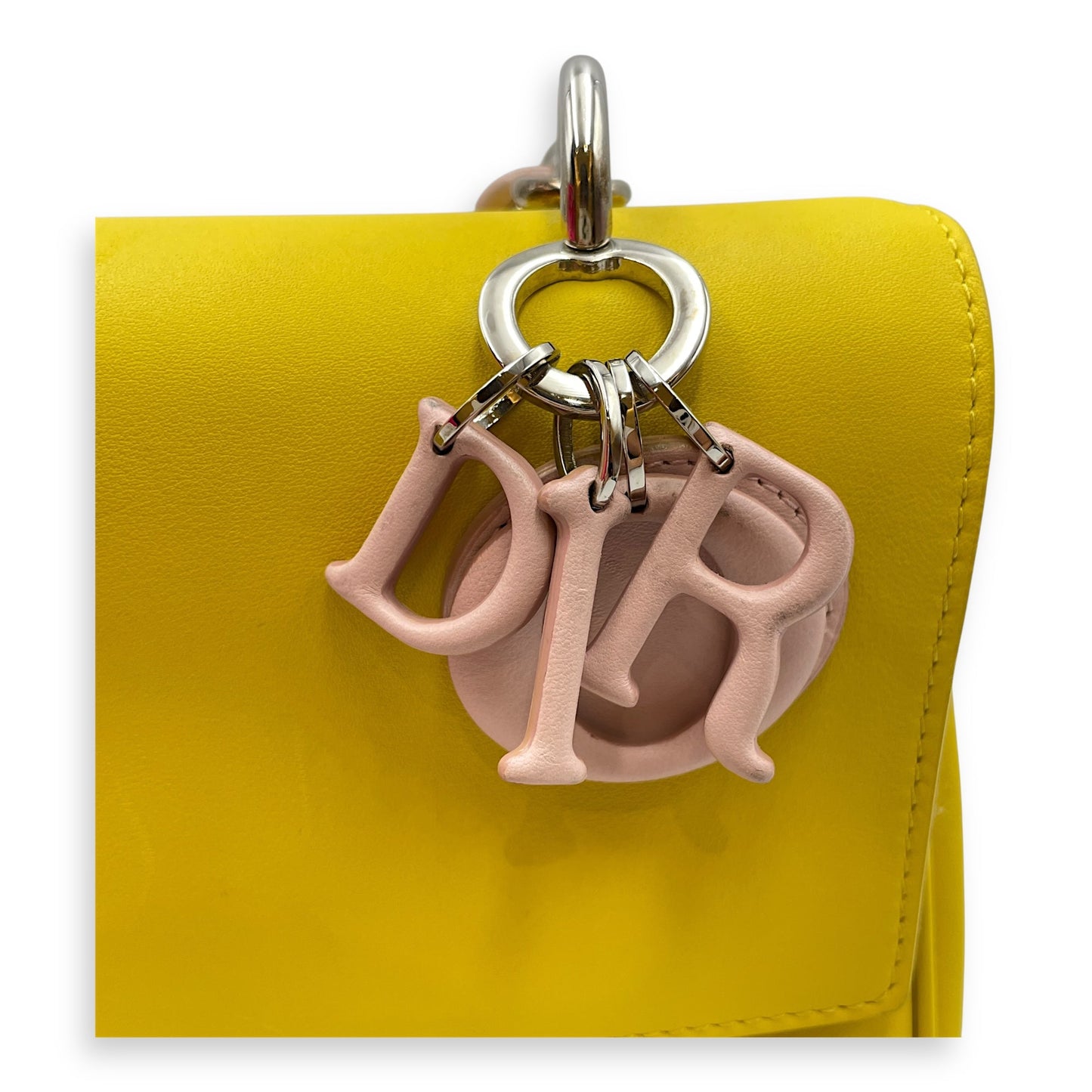 Le Dior Flap Mini Yellow/Pink Crossbody Bag in Calfskin, Silver hardware