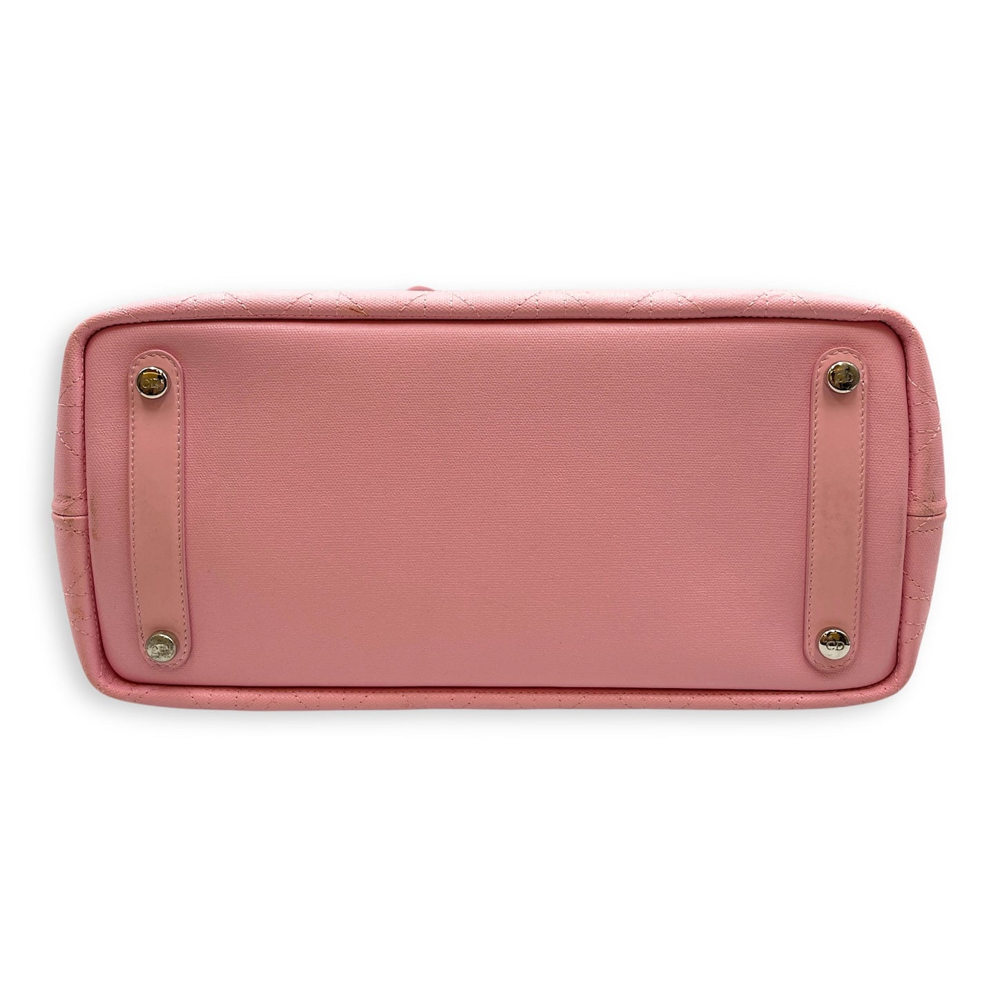 Cannage Panarea Pink Shopping Tote in Calfskin, Silver hardware