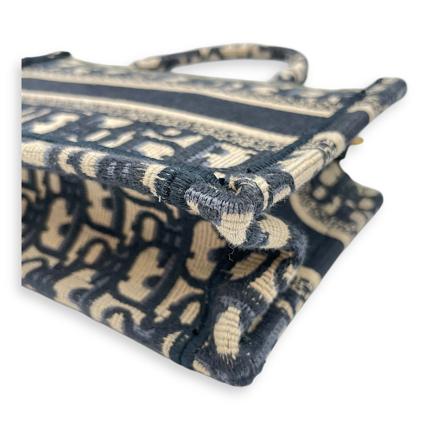 East-West Mini Blue Book Tote in Canvas, Gold hardware