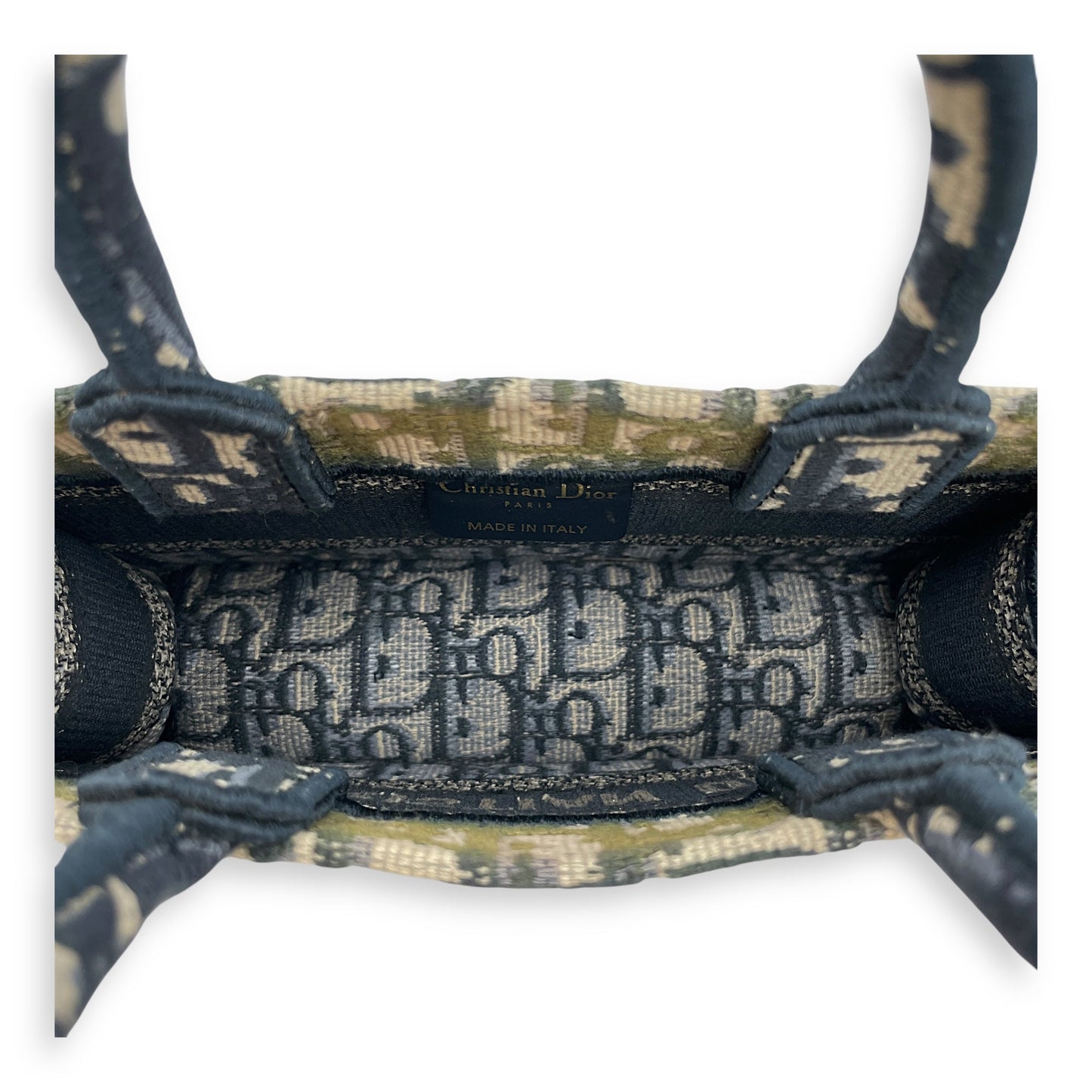 East-West Mini Blue Book Tote in Canvas, Gold hardware