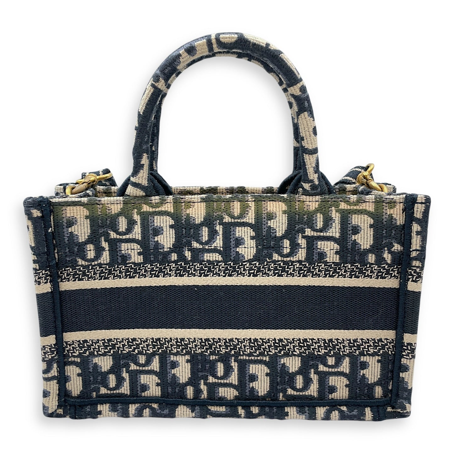 East-West Mini Blue Book Tote in Canvas, Gold hardware