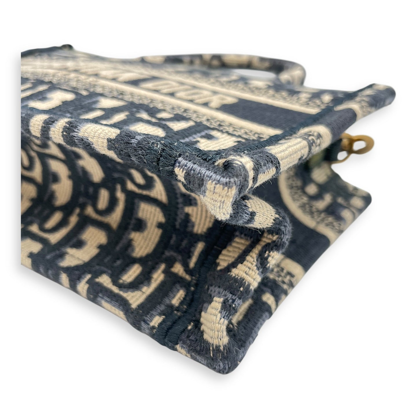 East-West Mini Blue Book Tote in Canvas, Gold hardware
