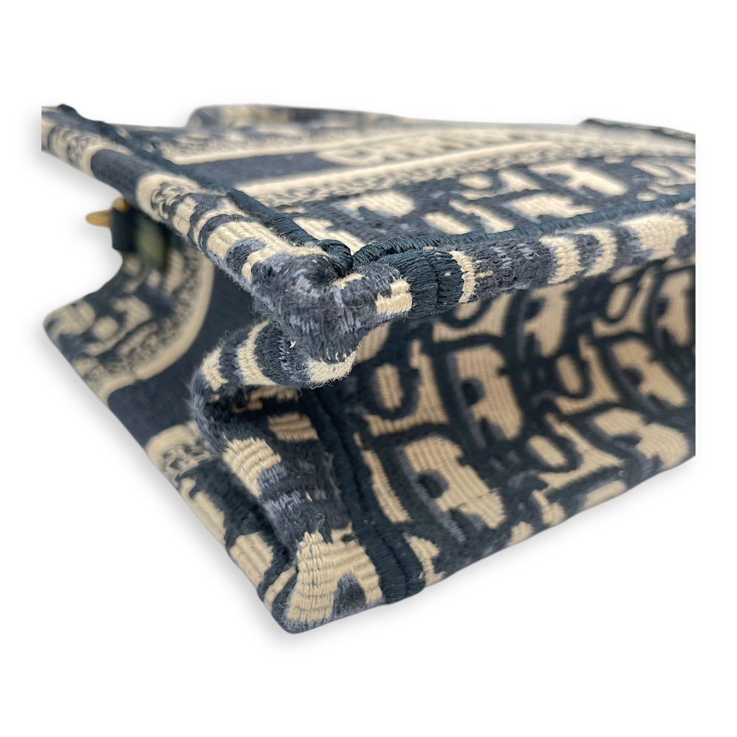 East-West Mini Blue Book Tote in Canvas, Gold hardware