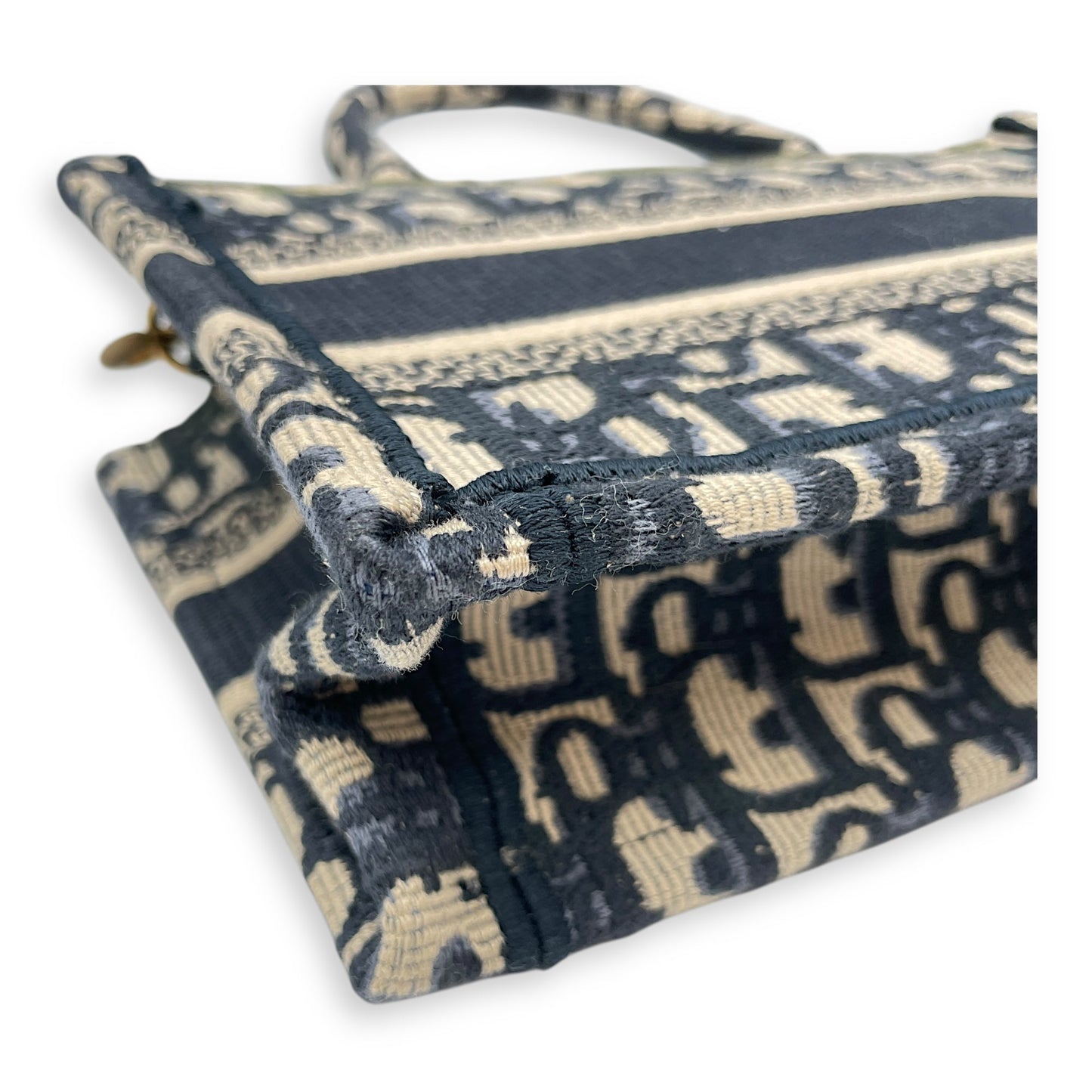 East-West Mini Blue Book Tote in Canvas, Gold hardware