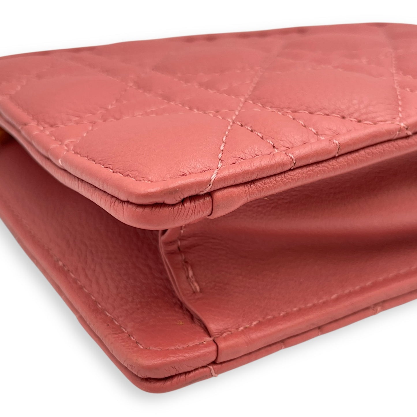 Cannage Caro Pink Shoulder Bag in Lambskin, Gold hardware