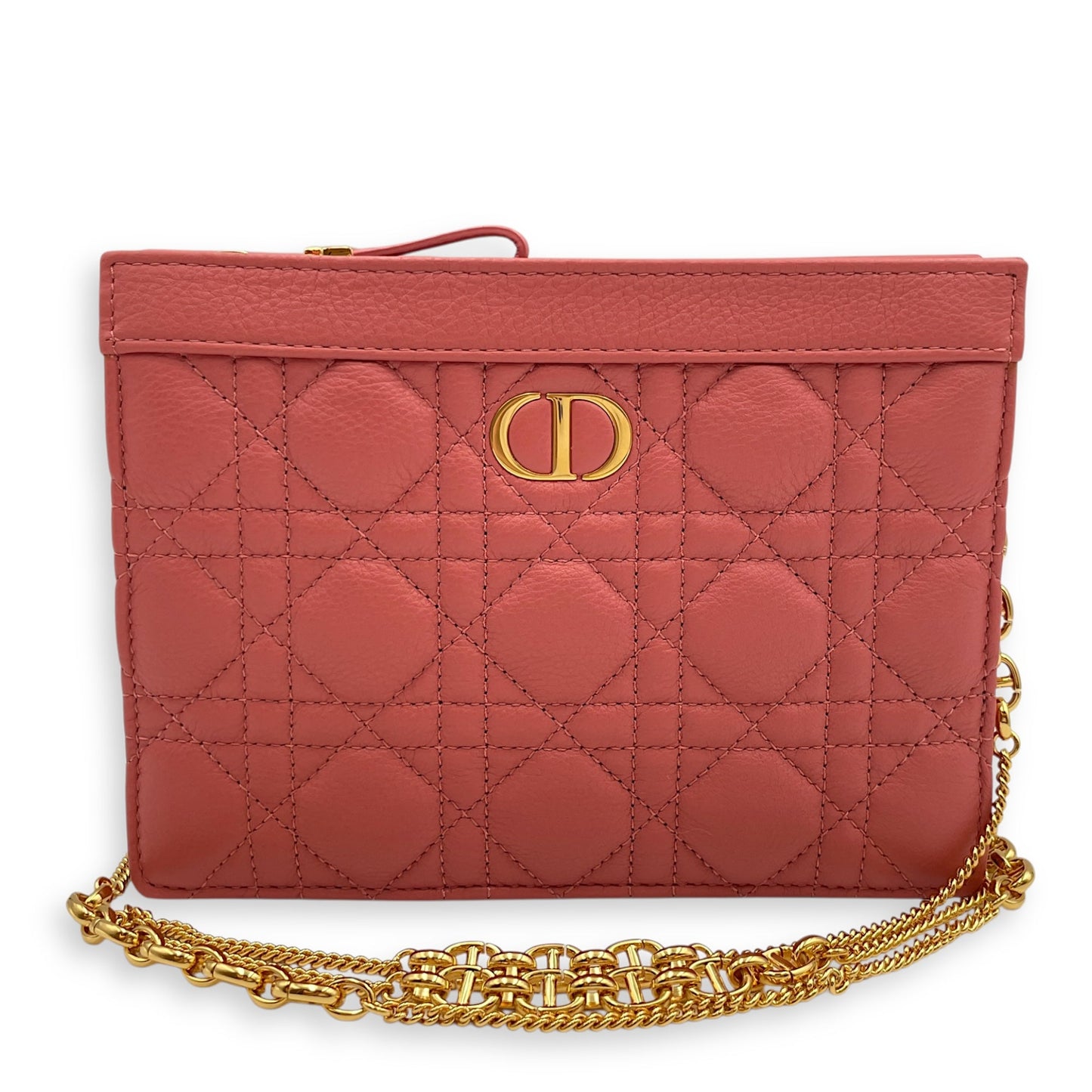 Cannage Caro Pink Shoulder Bag in Lambskin, Gold hardware