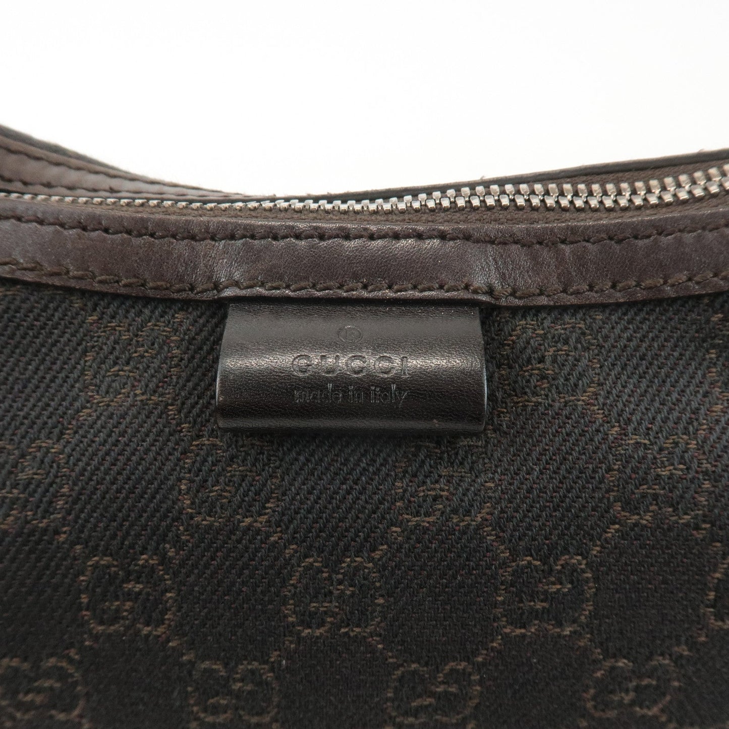 GUCCI GG Denim Leather Shoulder Bag Crossbody Dark Brownk