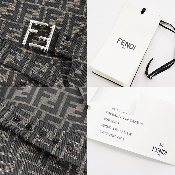 FENDI coat polyester Khaki, Brown FF8887 A5W3 36