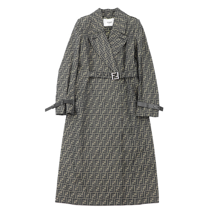 FENDI coat polyester Khaki, Brown FF8887 A5W3 36