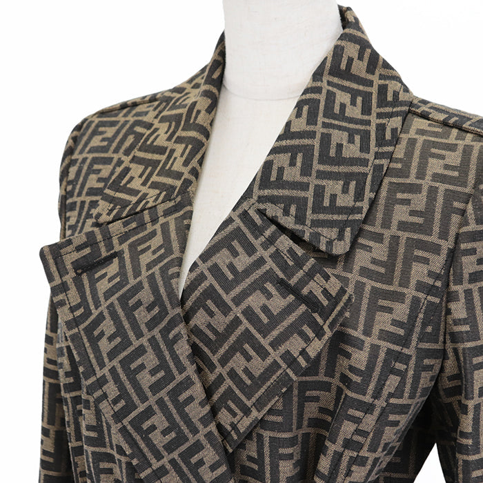FENDI coat polyester Khaki, Brown FF8887 A5W3 36