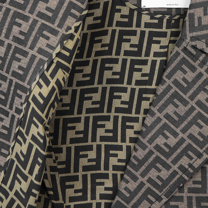 FENDI coat polyester Khaki, Brown FF8887 A5W3 36