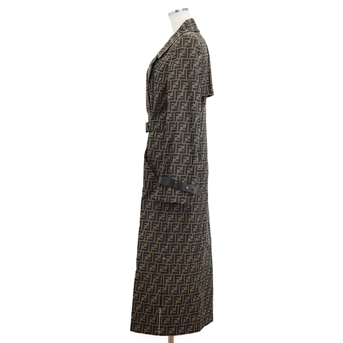 FENDI coat polyester Khaki, Brown FF8887 A5W3 36