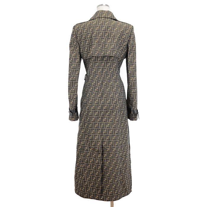 FENDI coat polyester Khaki, Brown FF8887 A5W3 36