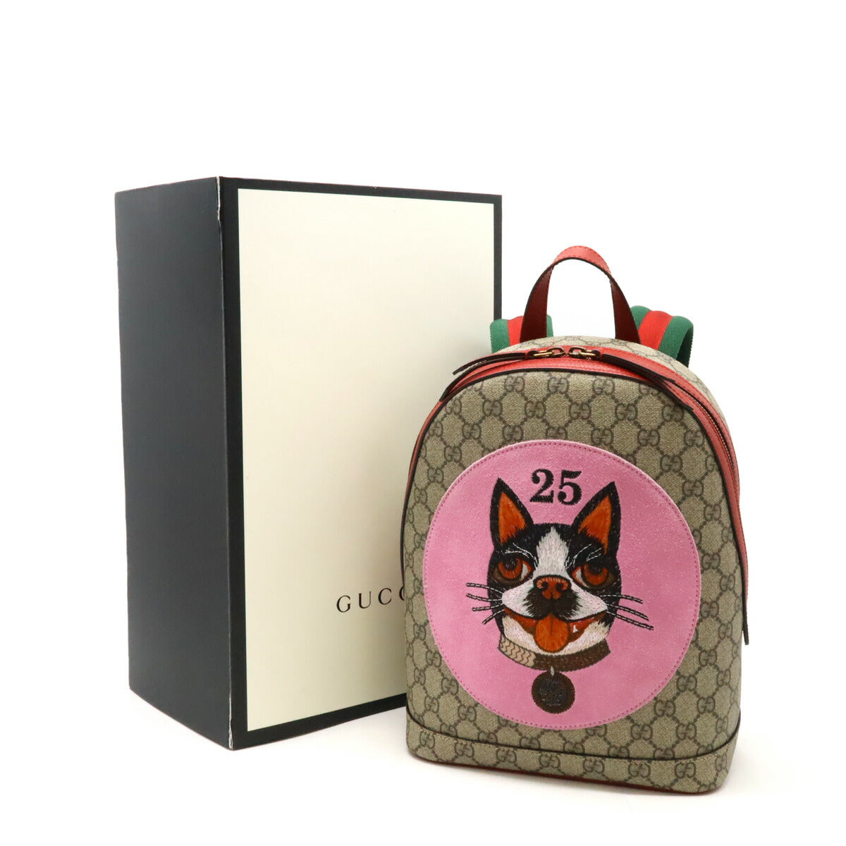 Gucci GG Supreme Bosco Dog Backpack PVC Leather