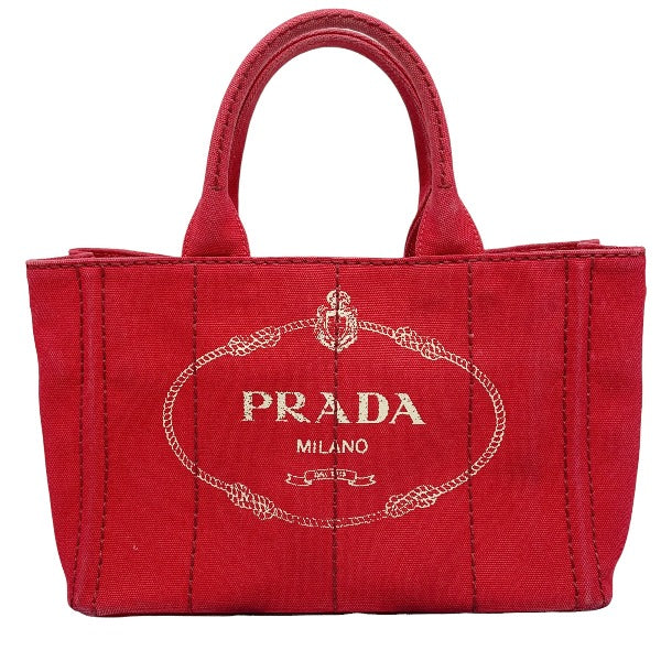 PRADA Tote Bag denim Red Tote Bag canvas Canapa Women Used