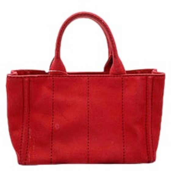 PRADA Tote Bag denim Red Tote Bag canvas Canapa Women Used