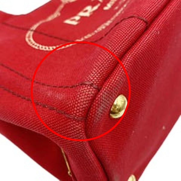 PRADA Tote Bag denim Red Tote Bag canvas Canapa Women Used