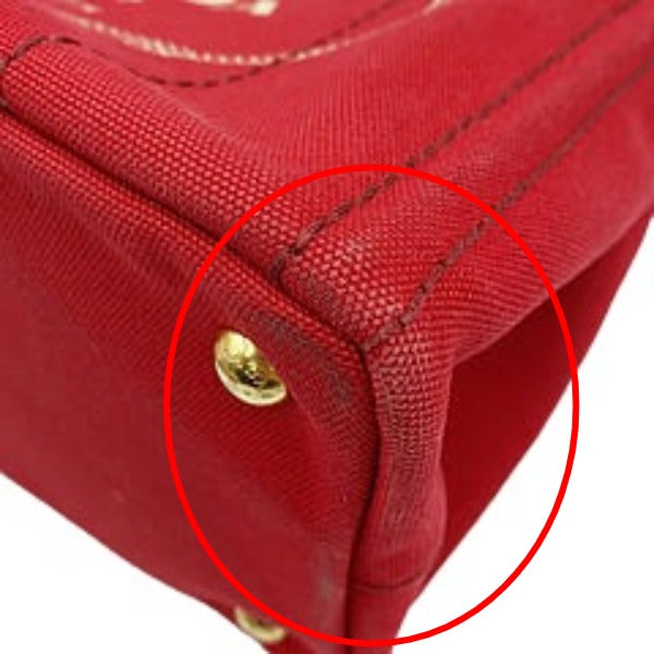PRADA Tote Bag denim Red Tote Bag canvas Canapa Women Used