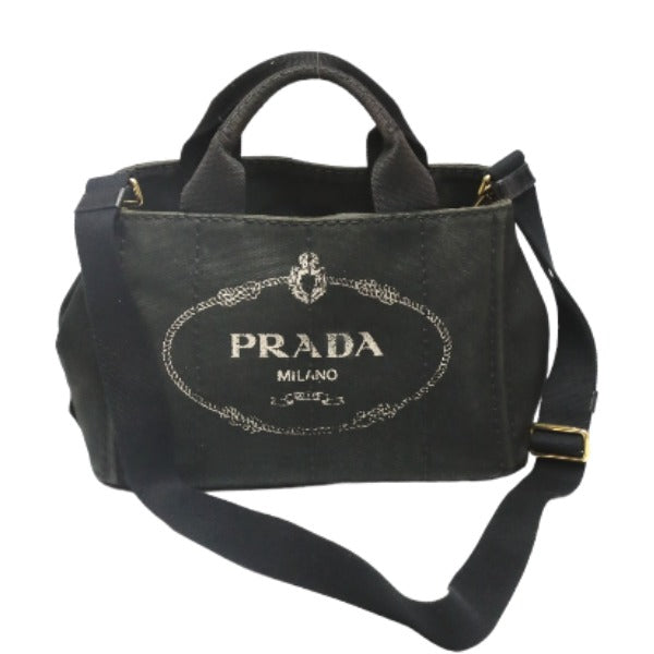 PRADA Tote Bag 1BG439 denim black Tote Bag Canapa mini Women Used