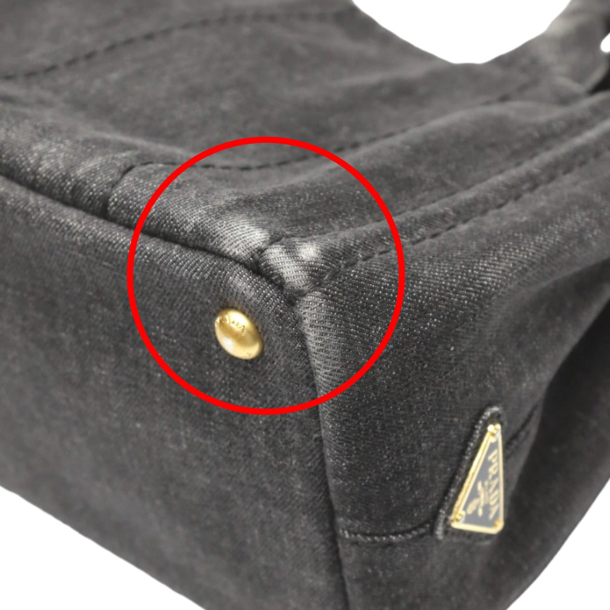 PRADA Tote Bag 1BG439 denim black Tote Bag Canapa mini Women Used