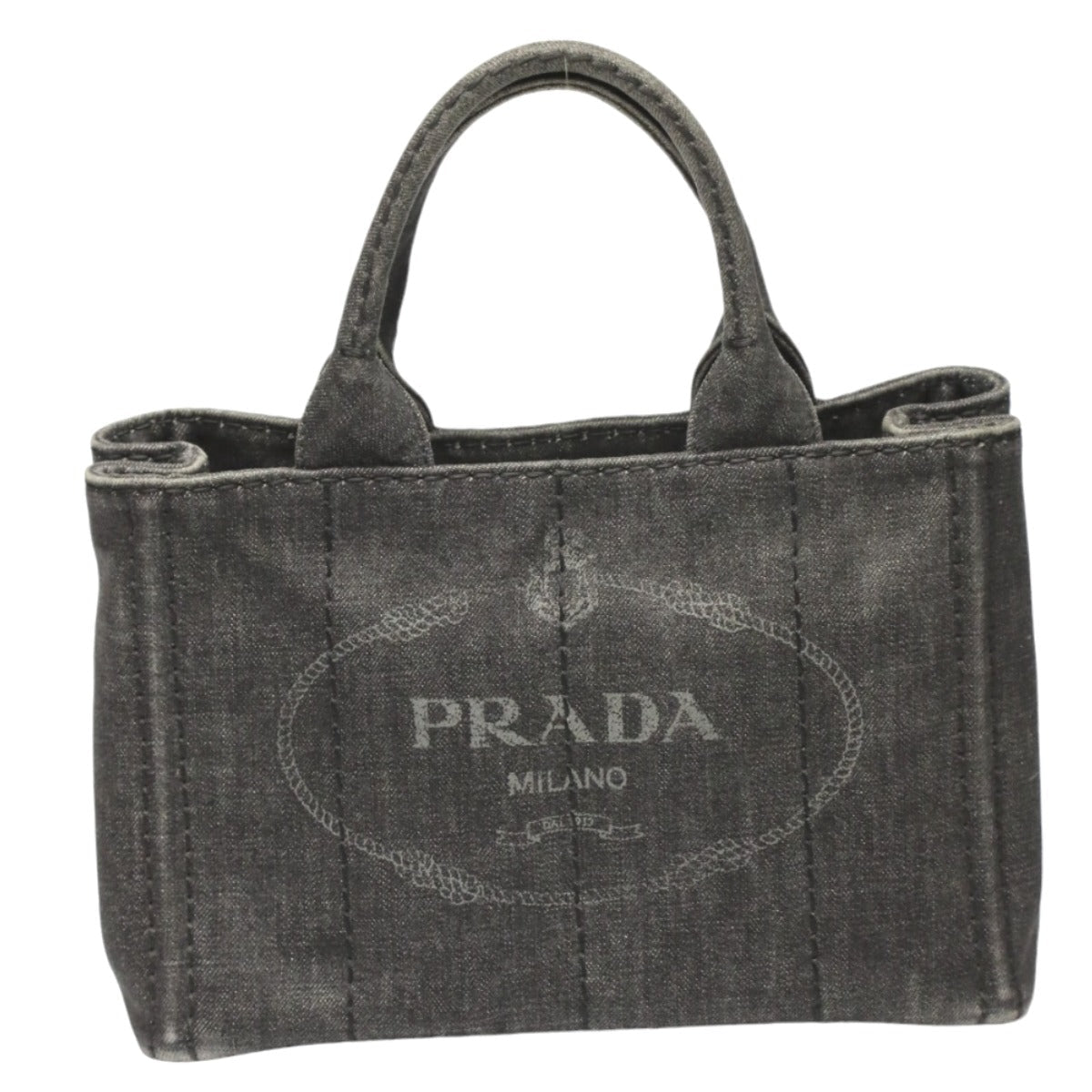 PRADA Tote Bag 1BG439 denim black Tote Bag Canapa mini Women Used