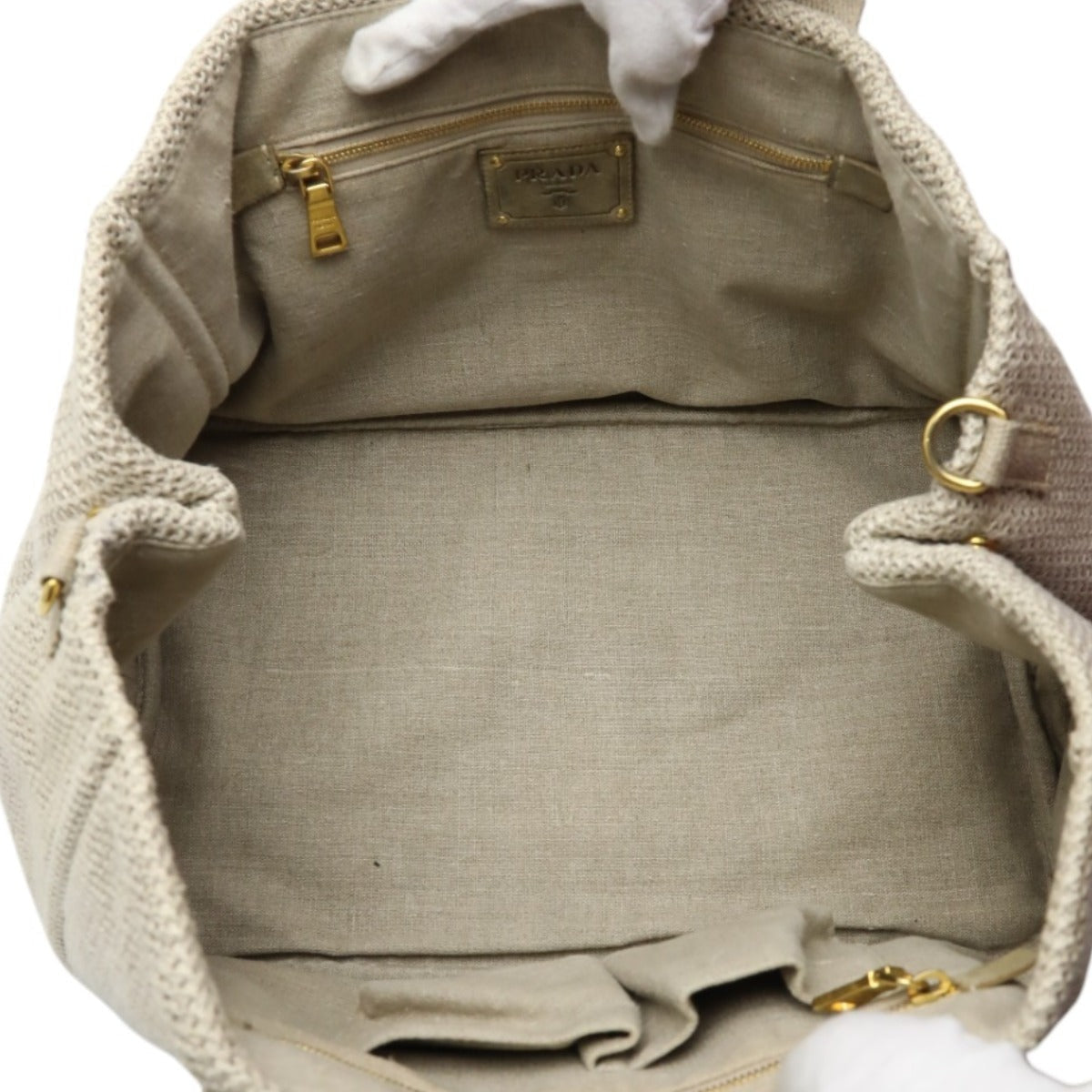PRADA Tote Bag canvas beige 2WAY bag canvas Canapa Women Used