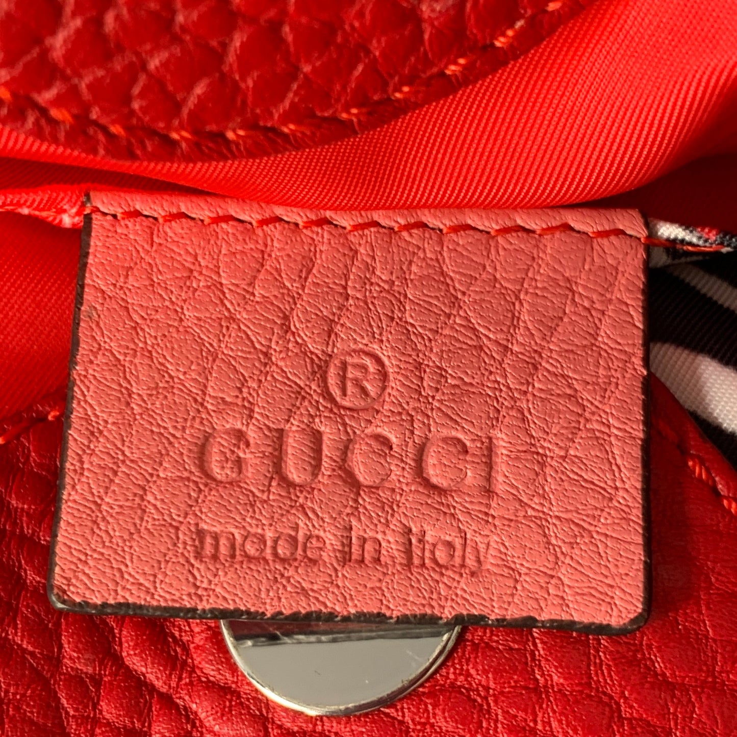 GUCCI Pink Red Heart Pebble Grain Leather Mini Tote Handbag