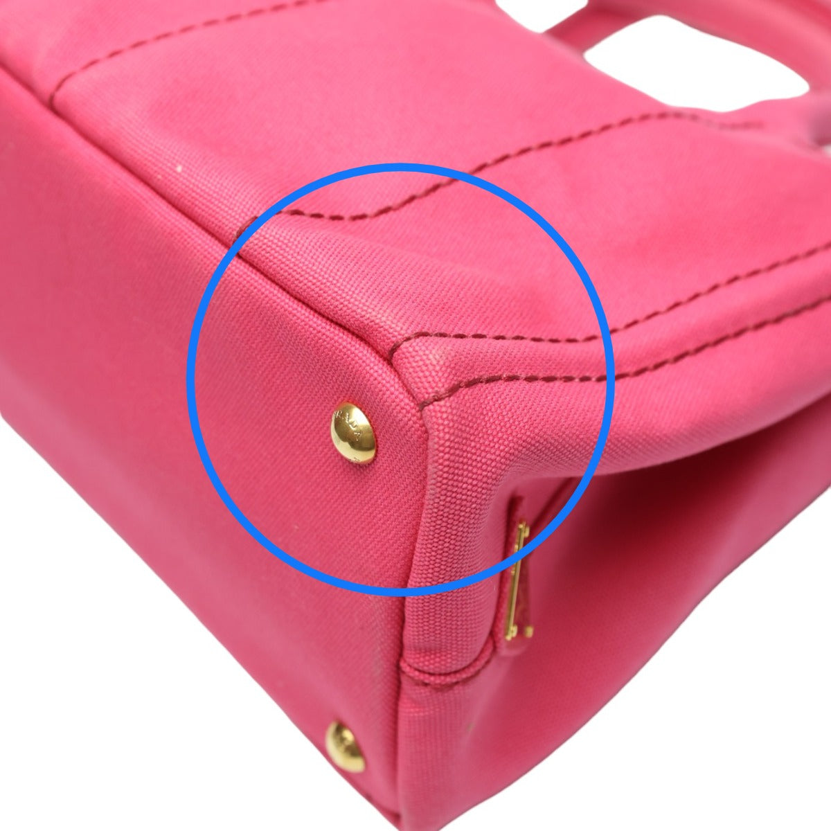 PRADA Tote Bag 1BG439 denim Fusha pink 2 way bag Canapa Women Used