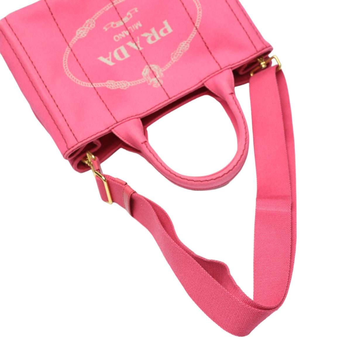 PRADA Tote Bag 1BG439 denim Fusha pink 2 way bag Canapa Women Used