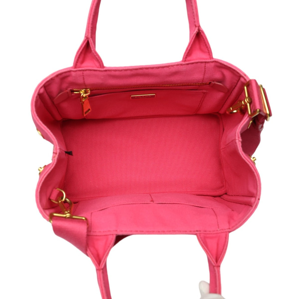 PRADA Tote Bag 1BG439 denim Fusha pink 2 way bag Canapa Women Used