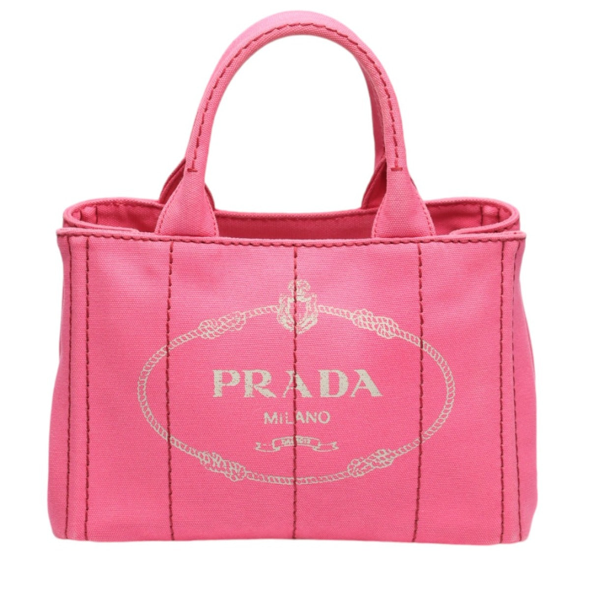 PRADA Tote Bag 1BG439 denim Fusha pink 2 way bag Canapa Women Used