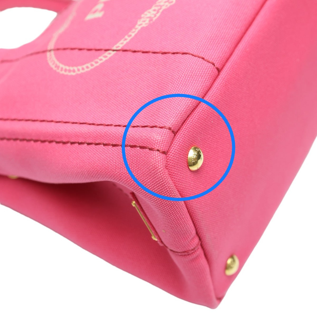 PRADA Tote Bag 1BG439 denim Fusha pink 2 way bag Canapa Women Used