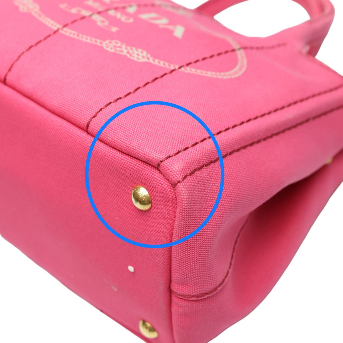PRADA Tote Bag 1BG439 denim Fusha pink 2 way bag Canapa Women Used