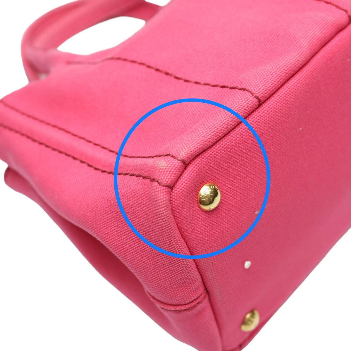 PRADA Tote Bag 1BG439 denim Fusha pink 2 way bag Canapa Women Used