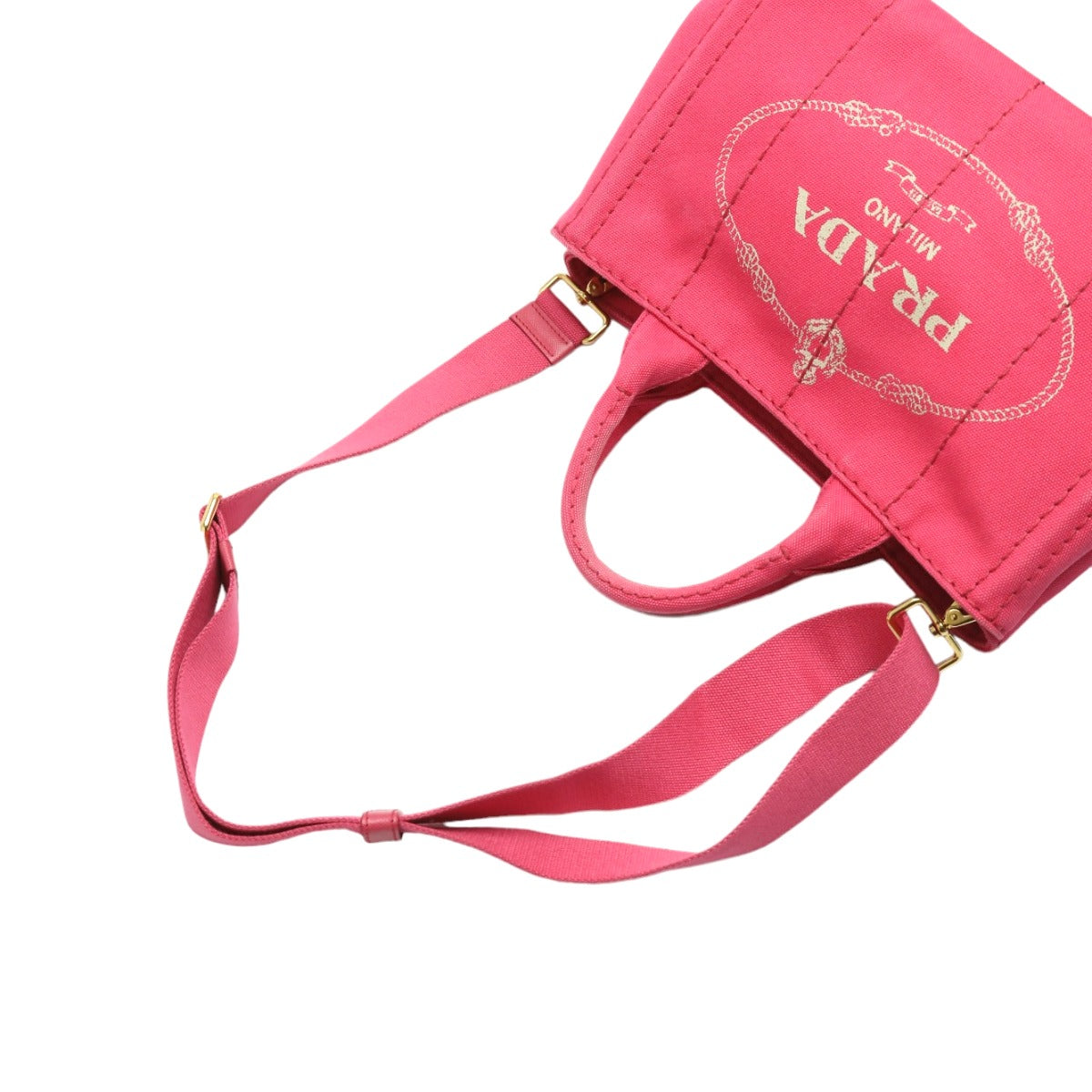 PRADA Tote Bag B2439G Cotton denim pink Tote Bag canvas Canapa Women Used