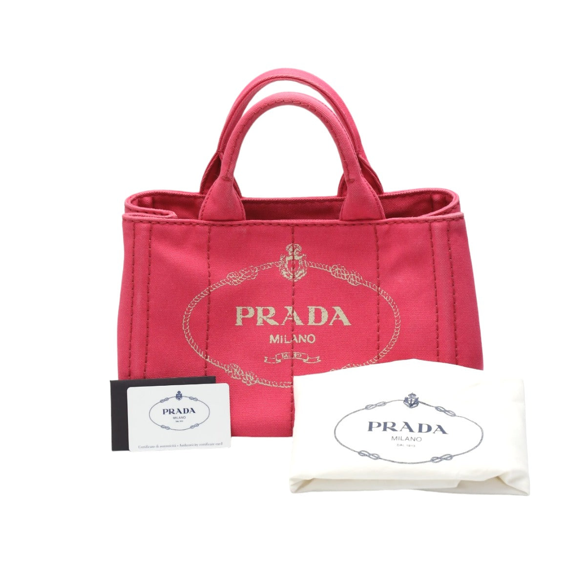 PRADA Tote Bag B2439G Cotton denim pink Tote Bag canvas Canapa Women Used