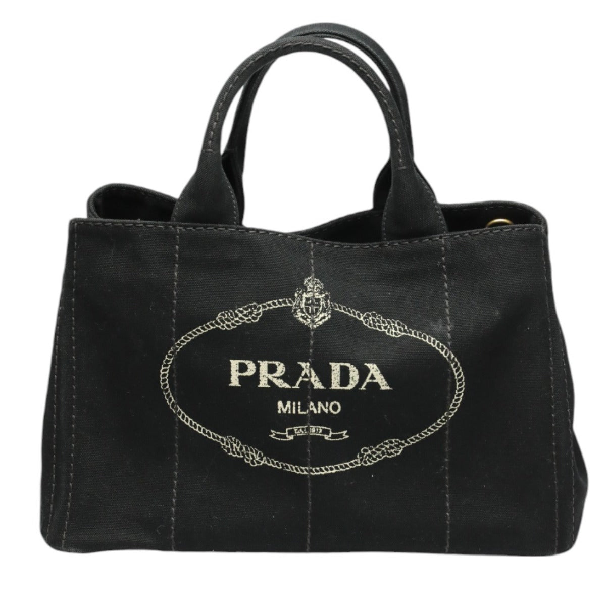 PRADA Tote Bag 1BG642 canvas black 2WAY bag Shoulder Bag Kanapa GM Women Used
