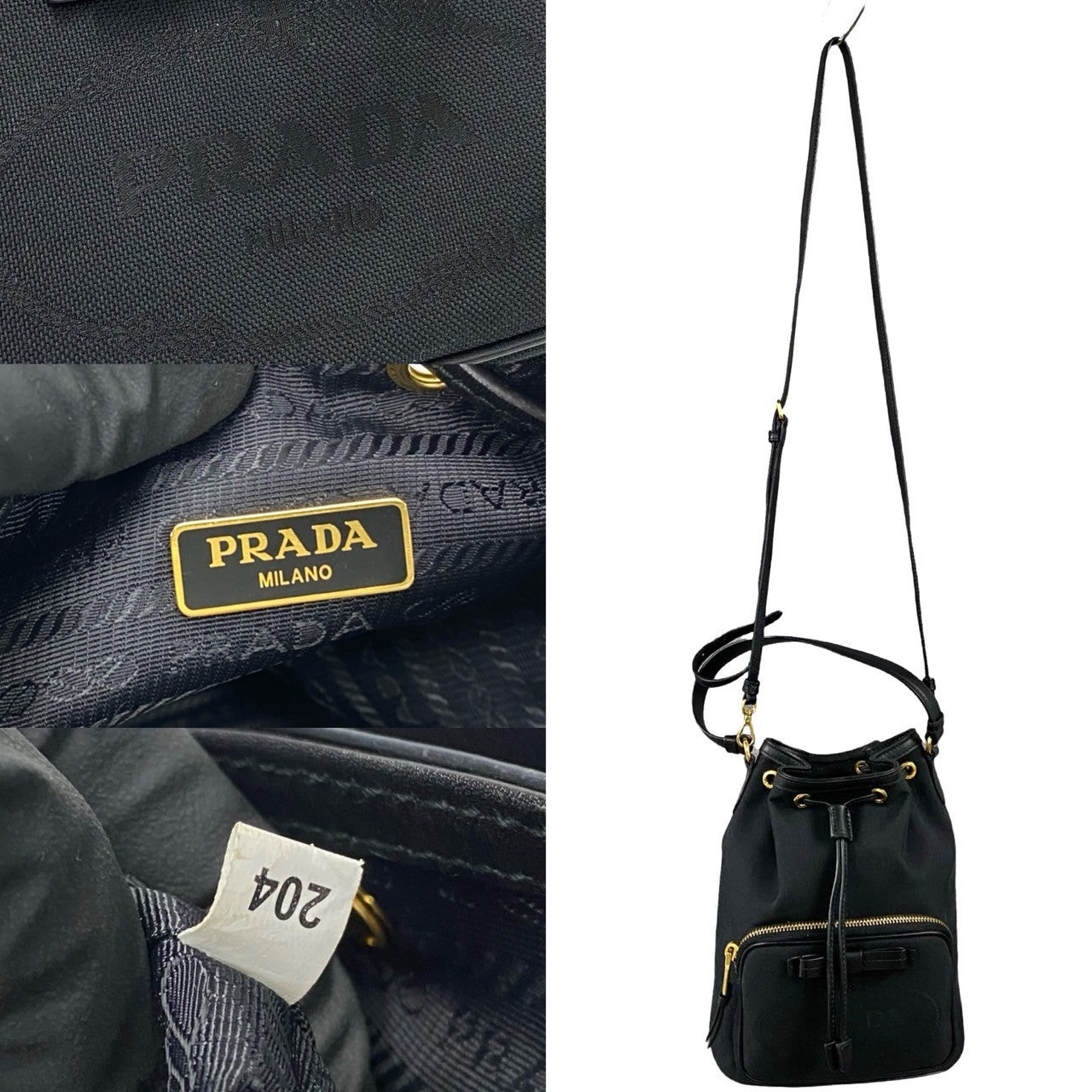 PRADA Shoulder Bag leather black duet