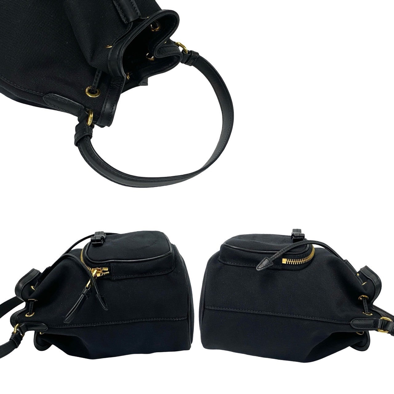PRADA Shoulder Bag leather black duet