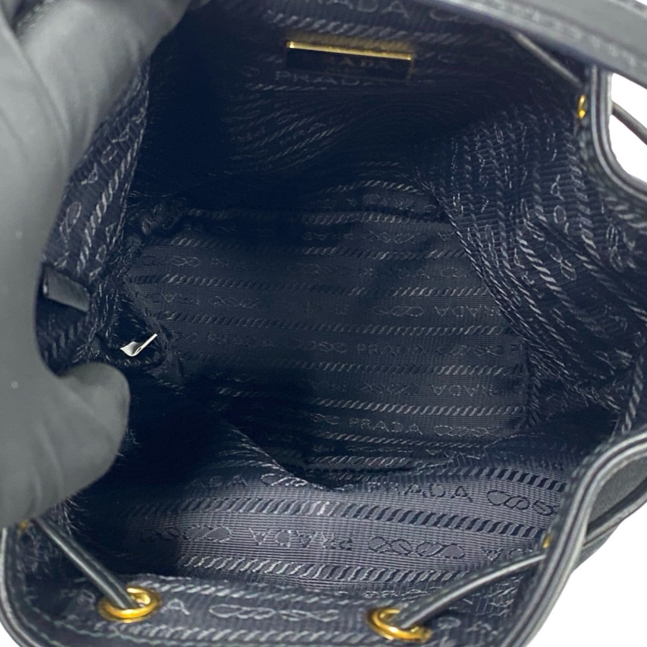 PRADA Shoulder Bag leather black duet