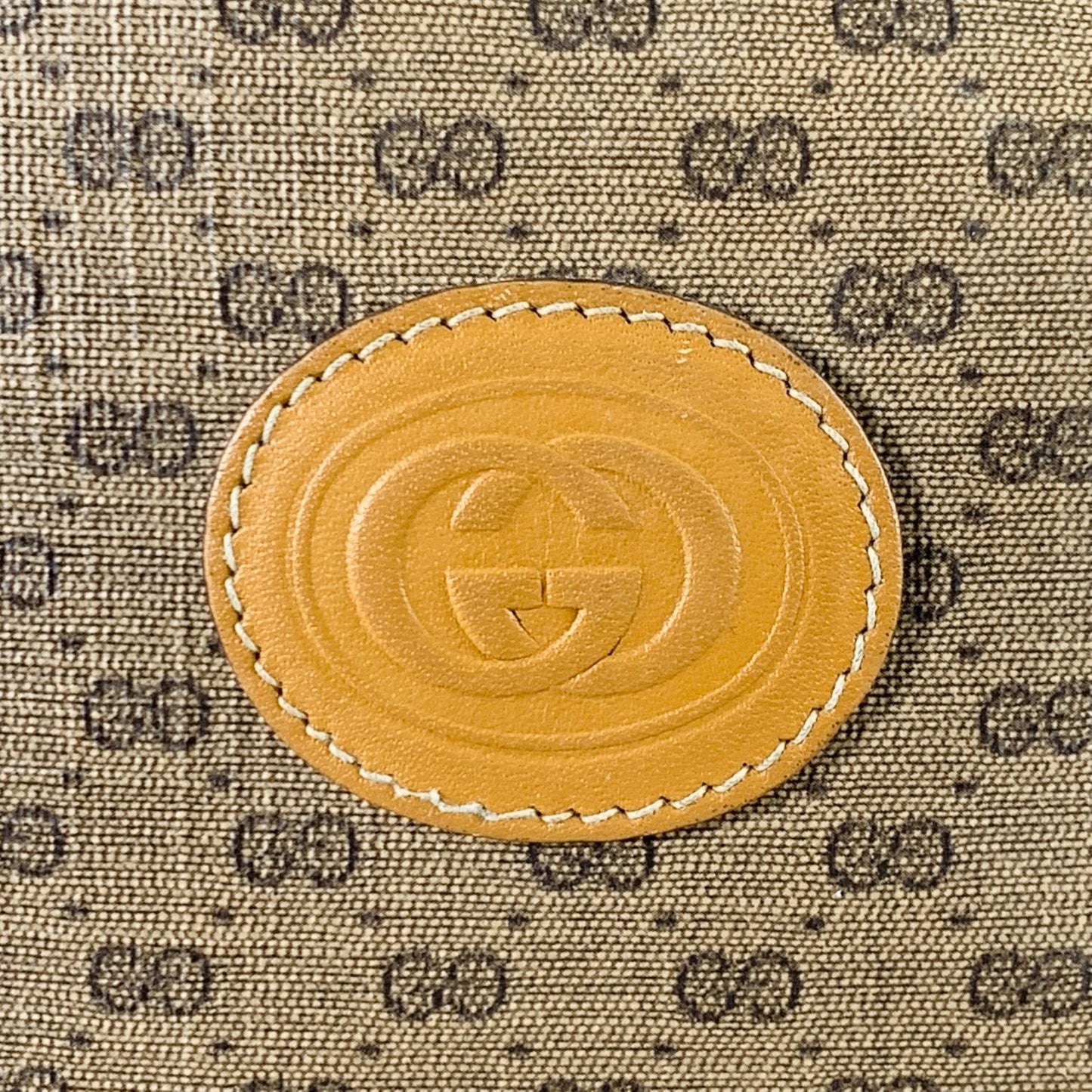 GUCCI Beige Tan Monogram Leather Coated Canvas Crossbody Handbag