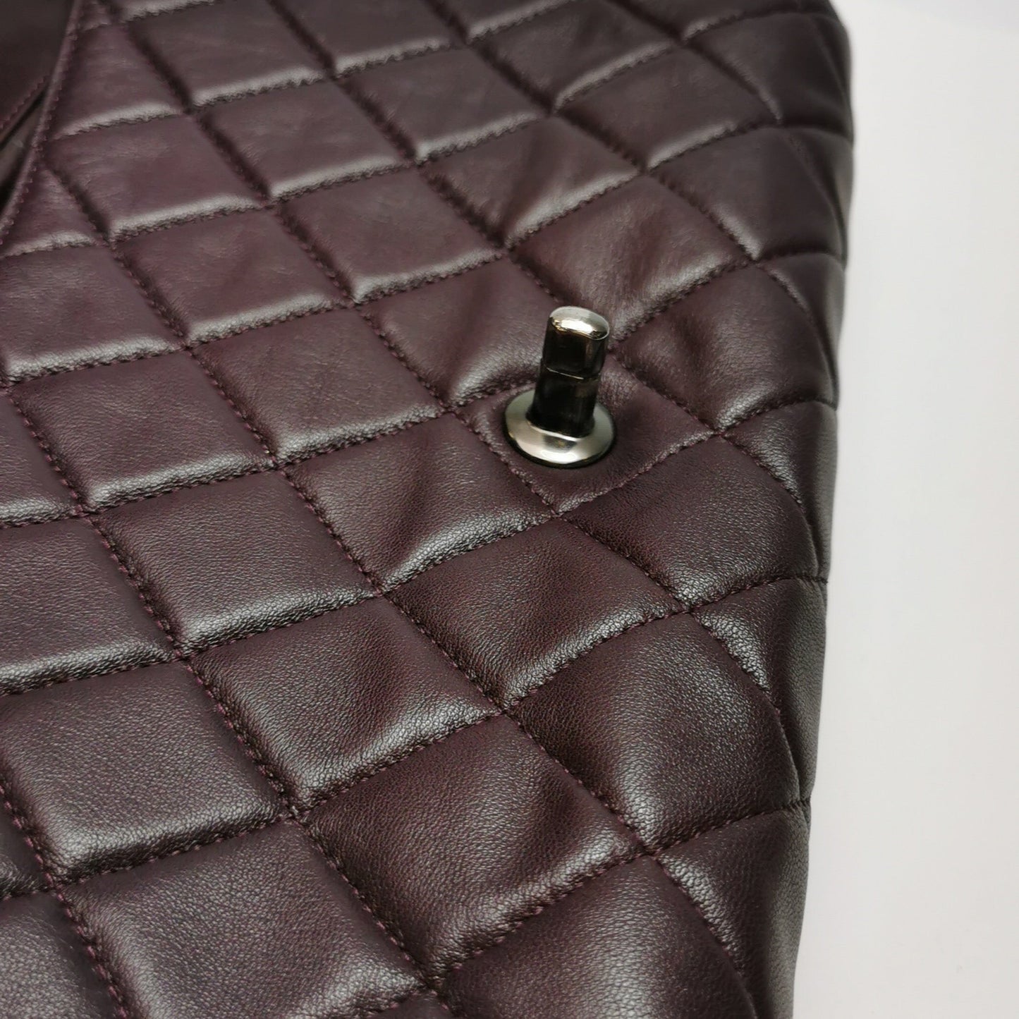 Chanel Envelope Clutch Shoulder Bag Burgundy Wine Lambskin Leather Silver Hardware