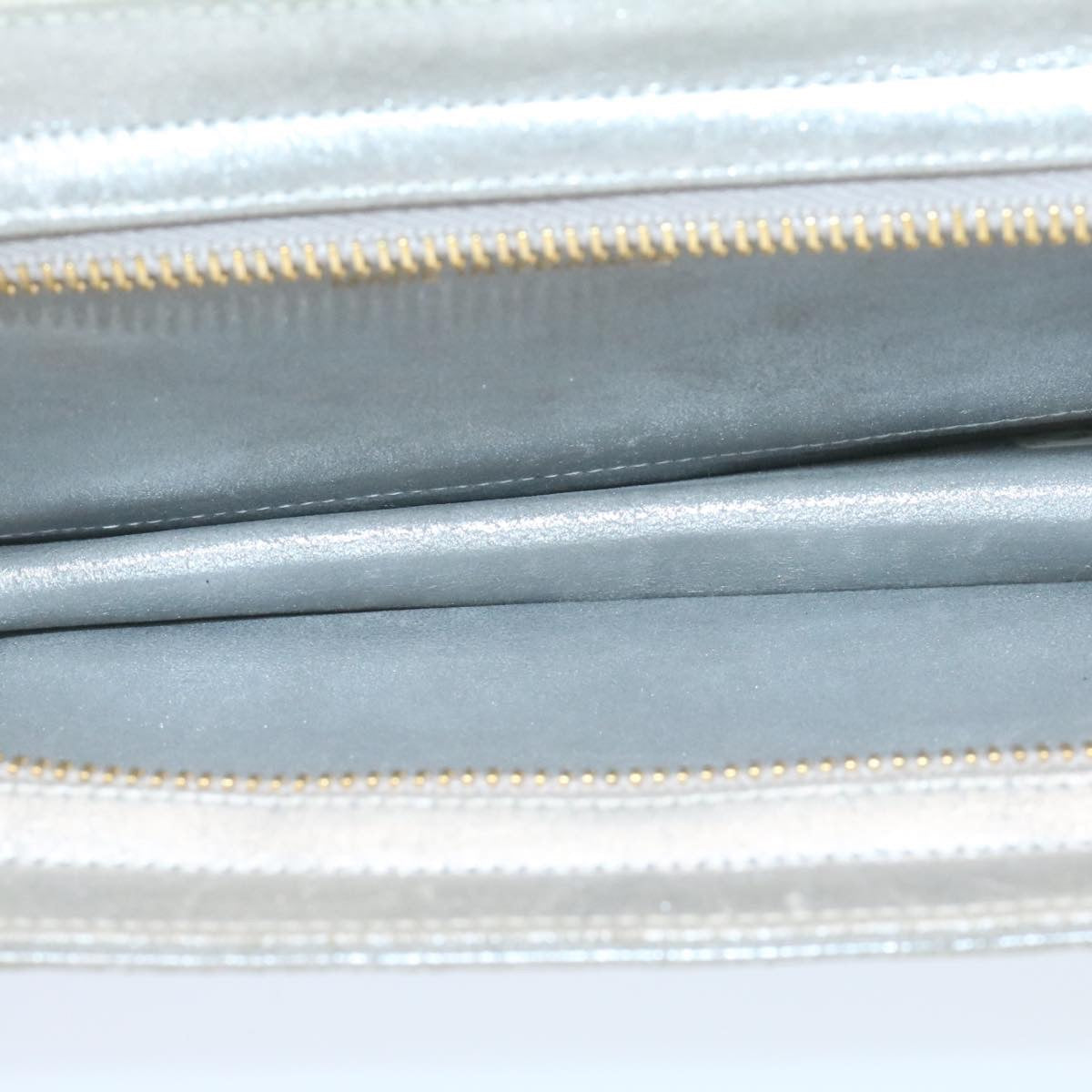 CHANEL Clutch Bag Leather Silver CC 26857